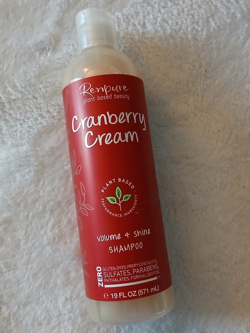 RENPURE Cranberry Cream Volume & Shine Shampoo PLANT BASED BEAUTY 19 fl.oz.